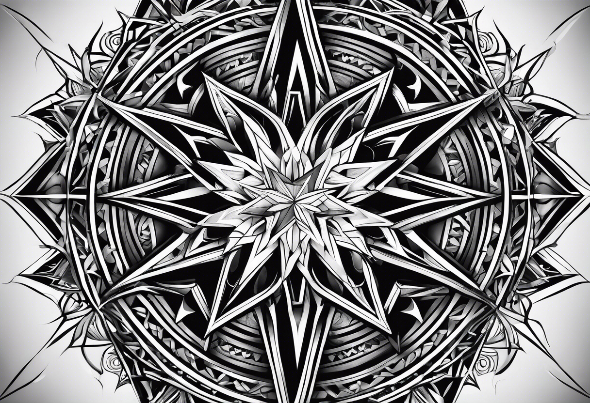 Expanding 3D pentagrams, geometric, tattoo idea