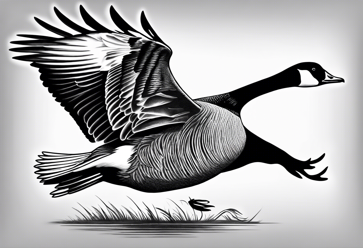 flying canadian goose pencil tattoo idea