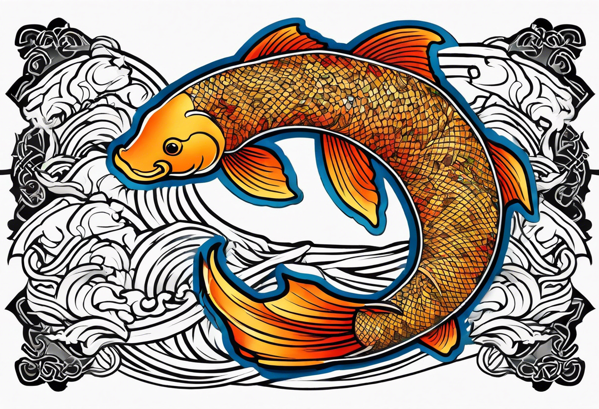 japanese wave, koi mixed with celtic pattern tattoo idea