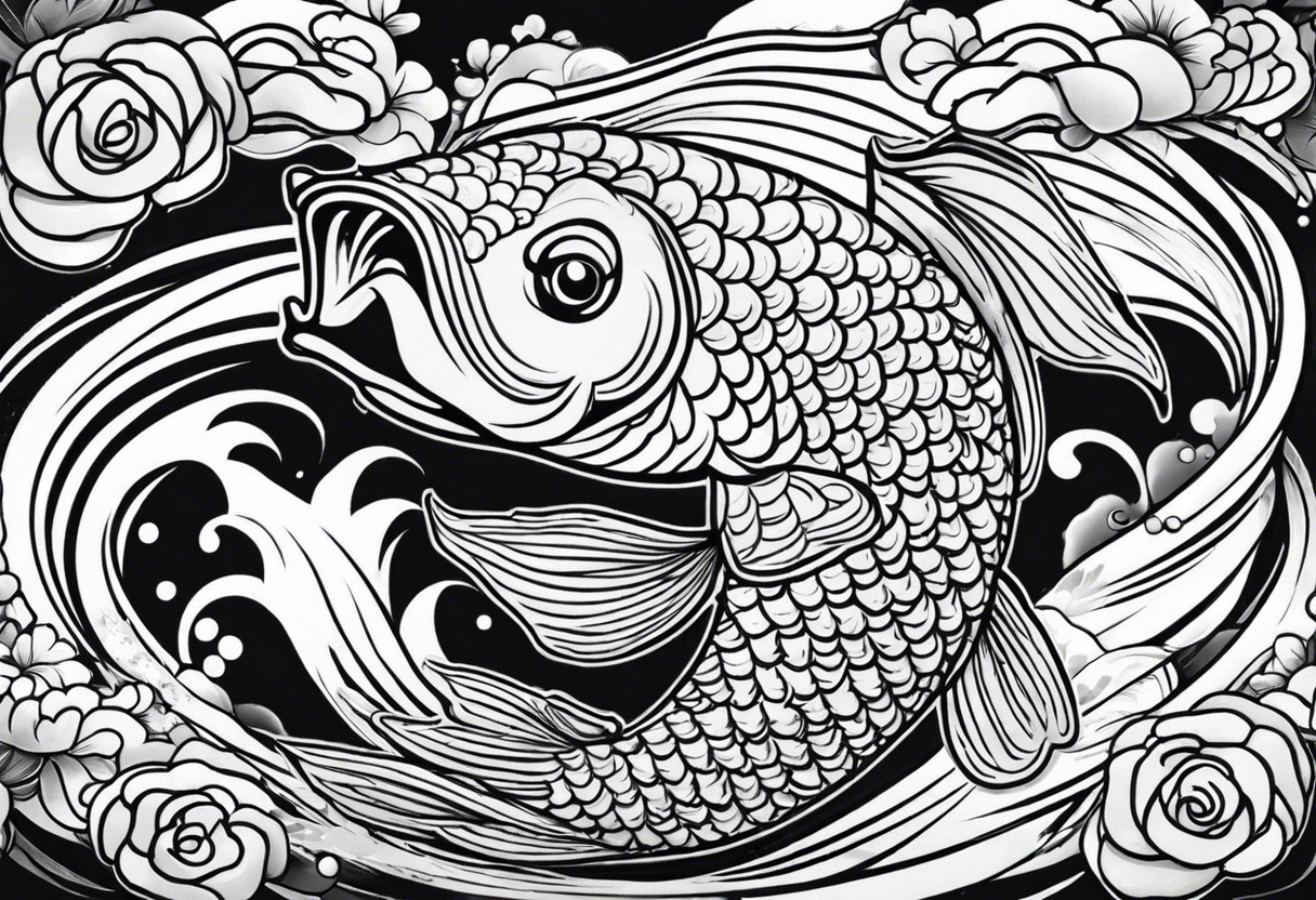 a koi fish in but more animated tattoo idea