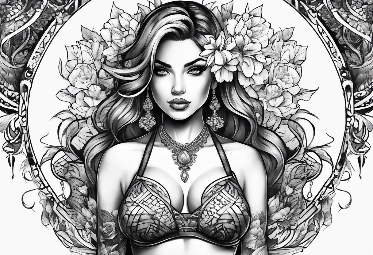 Woman in bikini tattoo idea