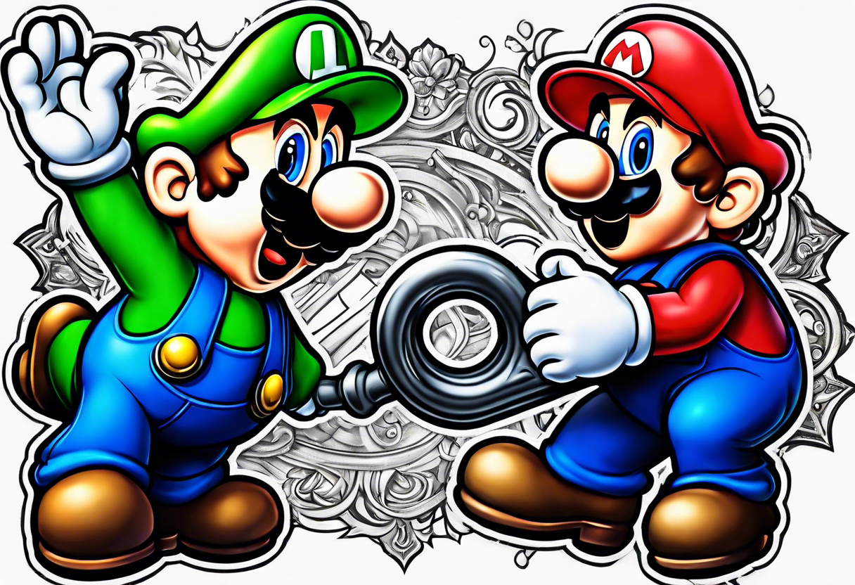 Mario and Luigi sucked down a plumbers pipe tattoo idea