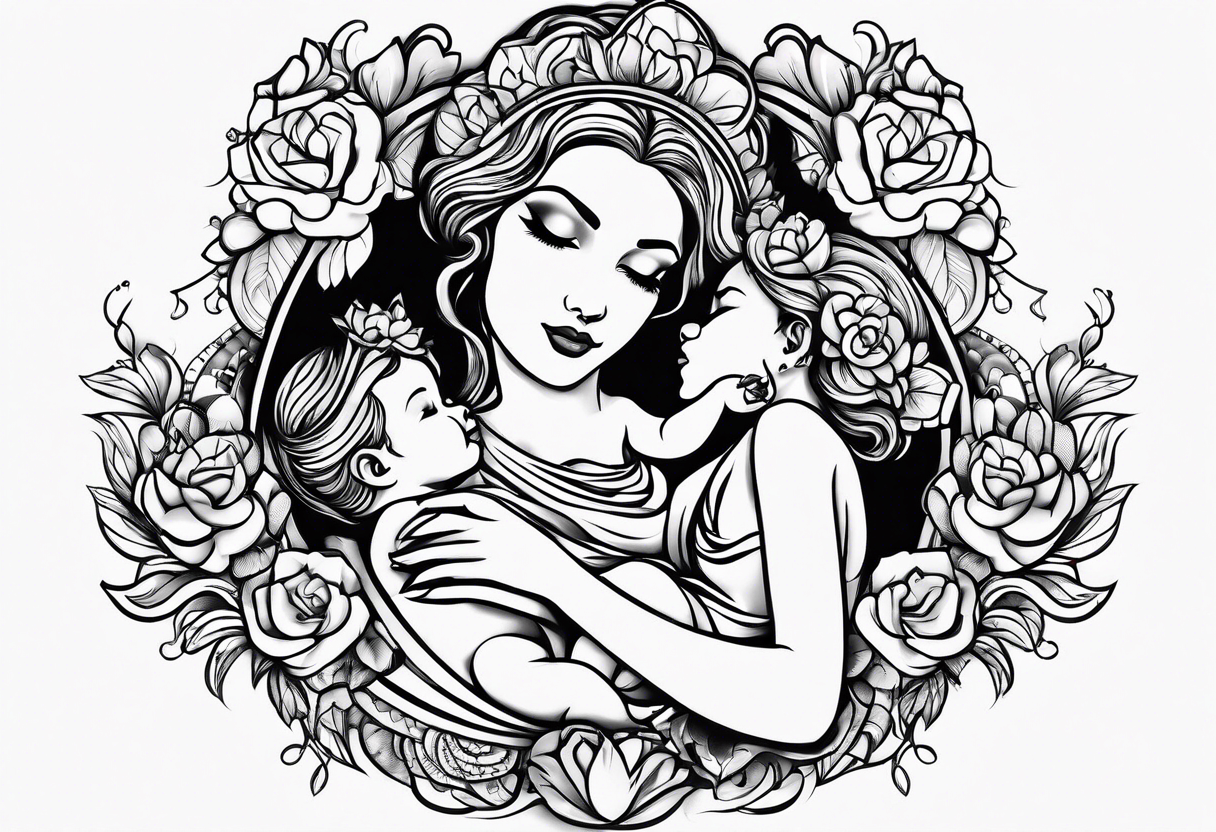 Mother and children tattoo idea