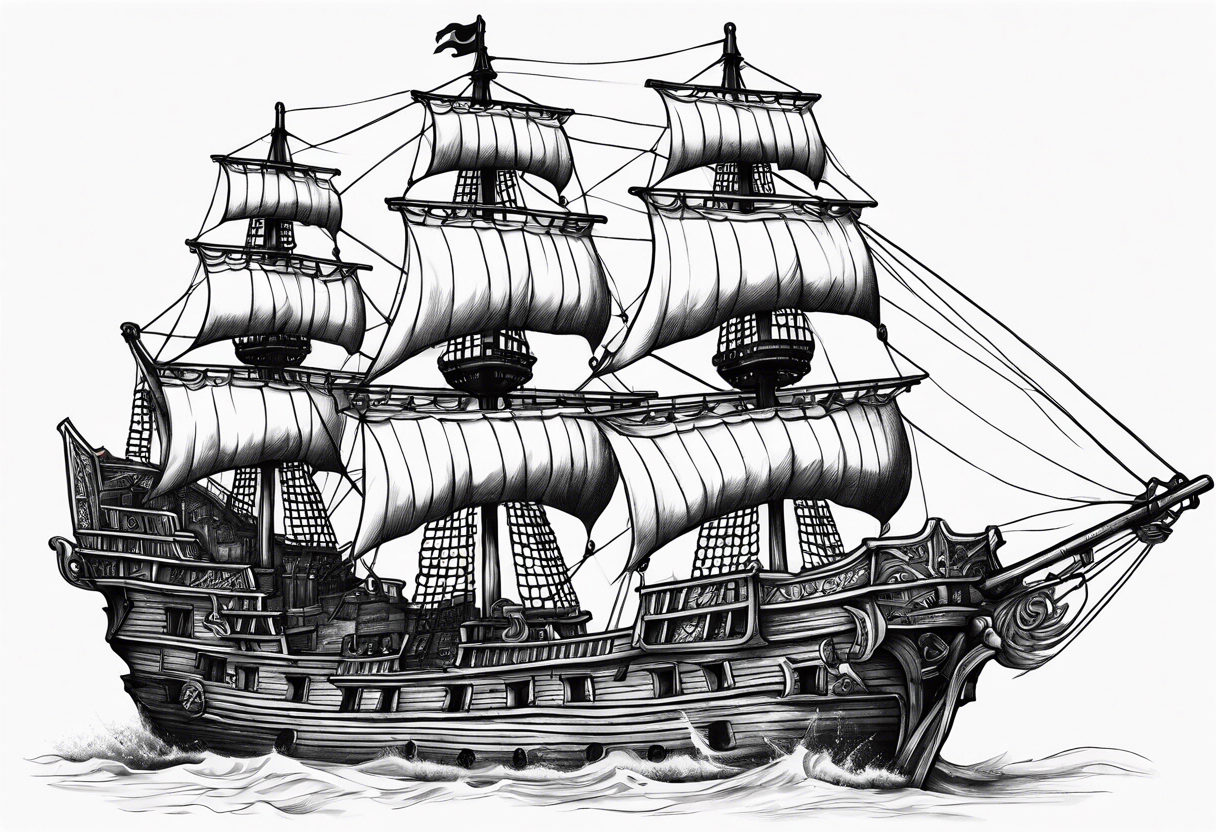 A pirate ship made of skeletons tattoo idea