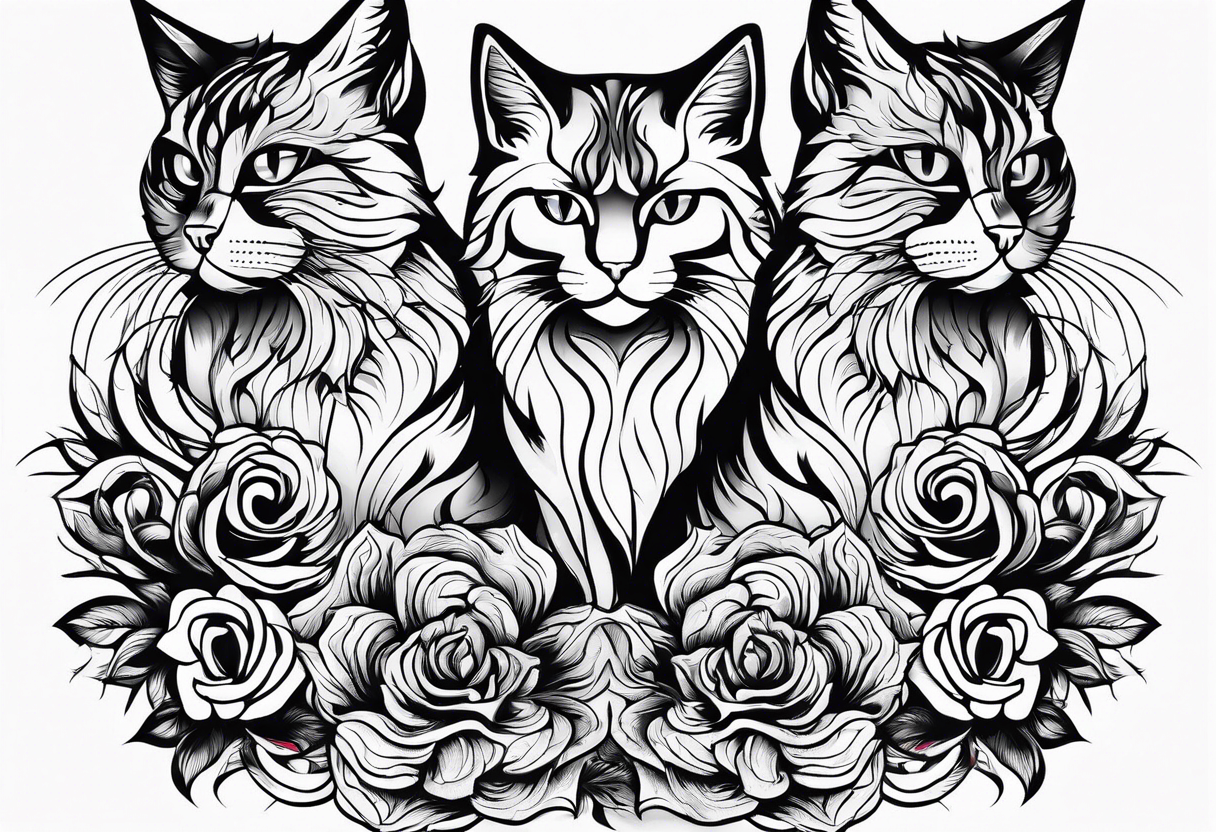 4 cats playing tattoo idea