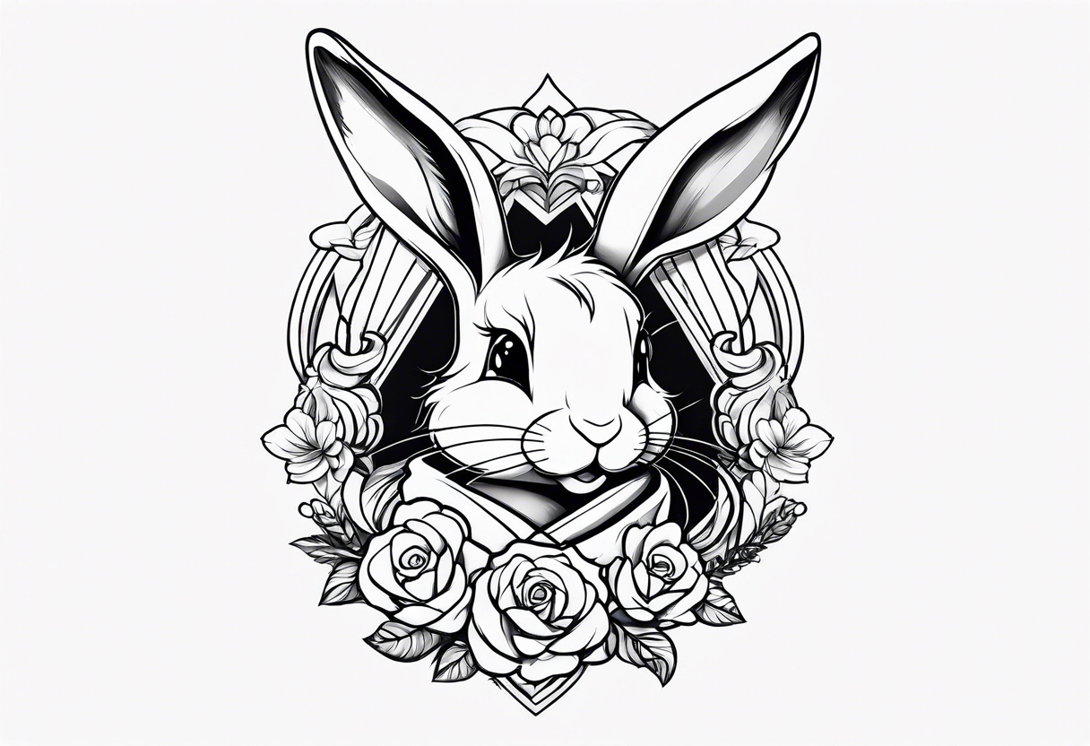 cute anime rabbit fineline tattoo sketch for girls tattoo idea