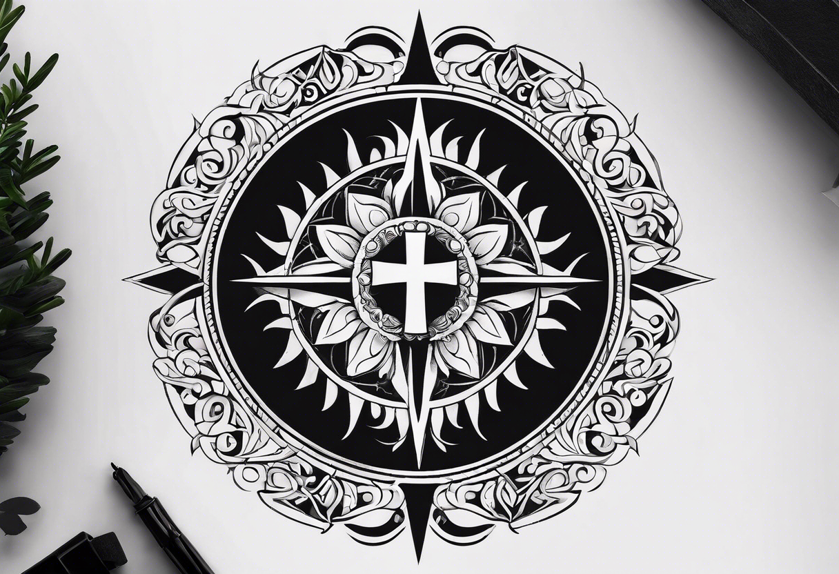 The Christian Chiro symbol in negative space surrounded by a heavenly ambiance. tattoo idea