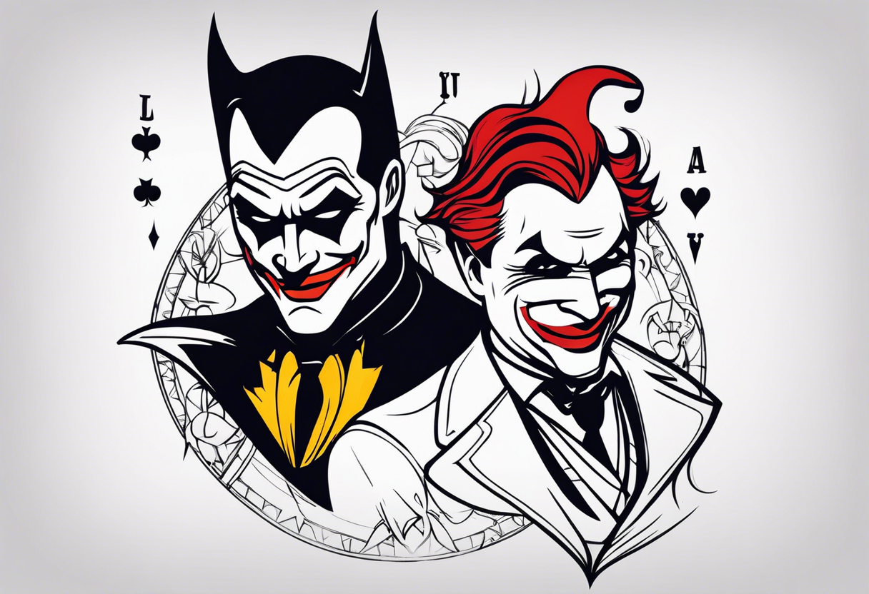 joker and batman on card game tattoo idea