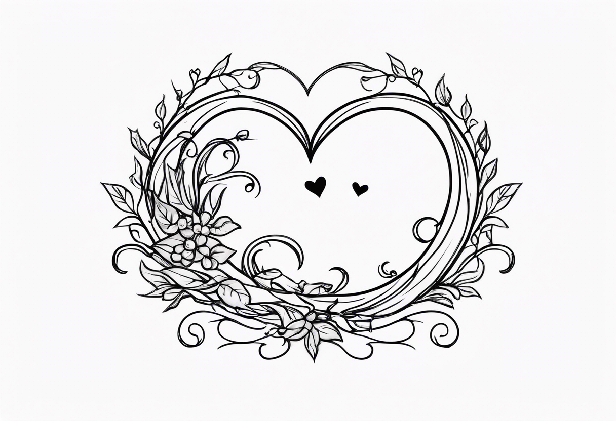 Crescent moon with a love heart inside with vines creeping down it tattoo idea