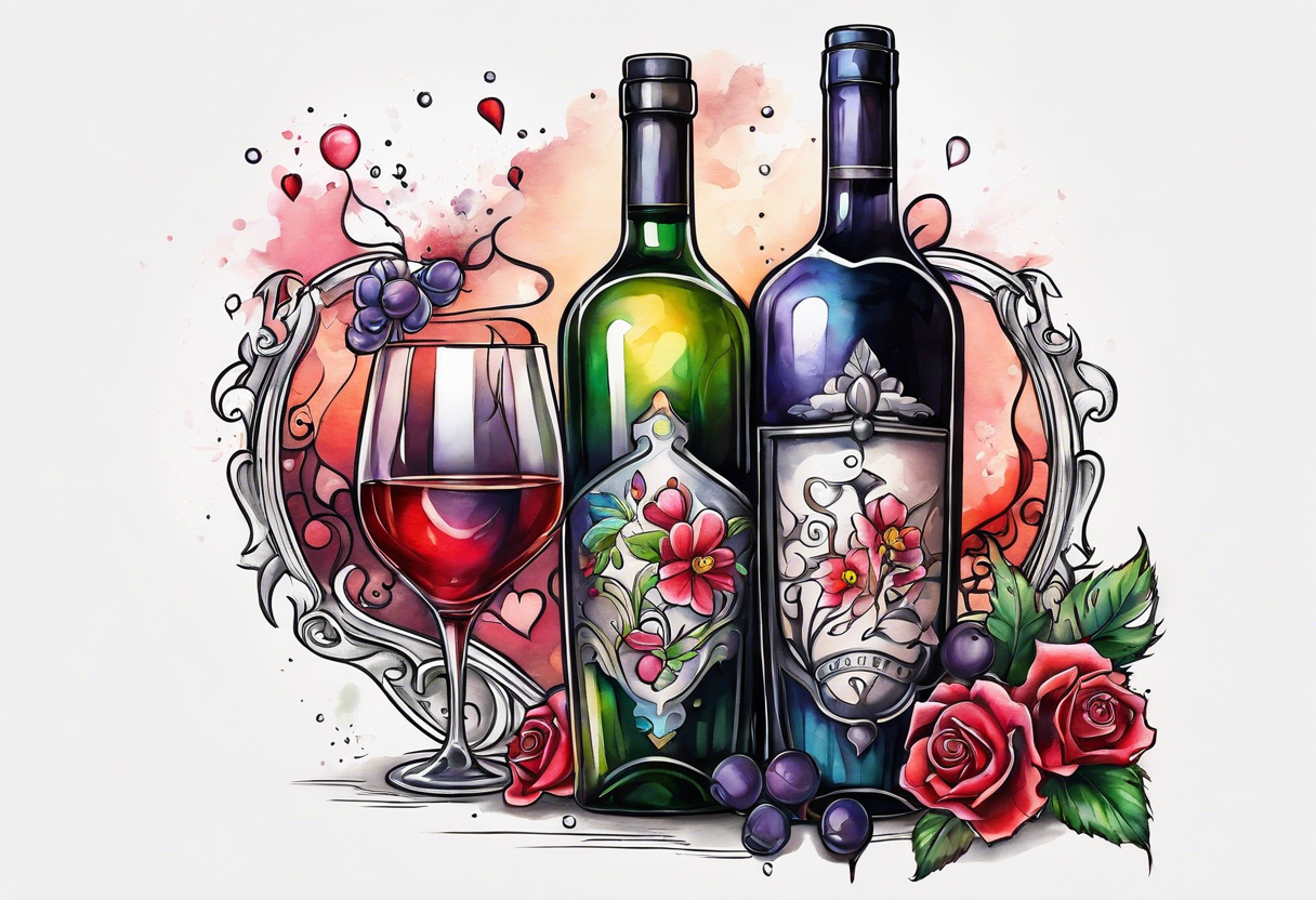 Love spilling out of an uncorked bottle tattoo idea