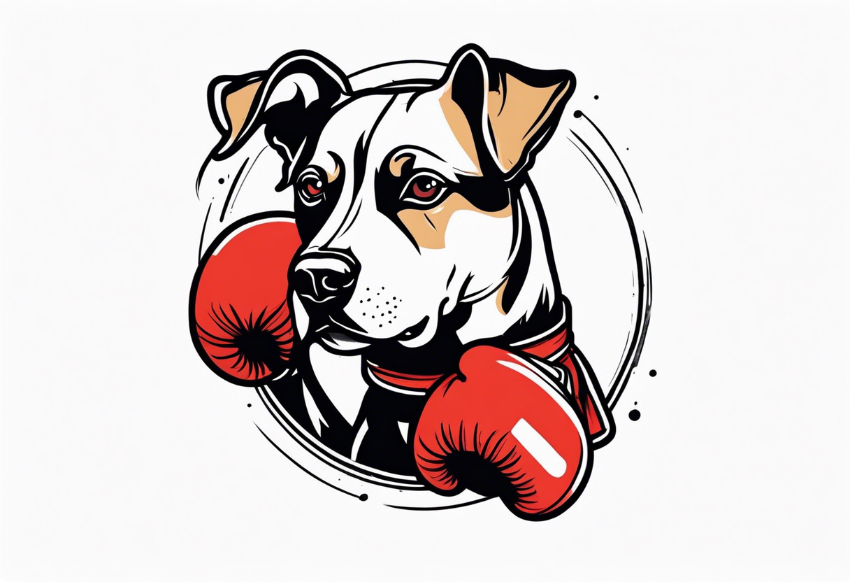 Dog wearing boxing gloves tattoo idea