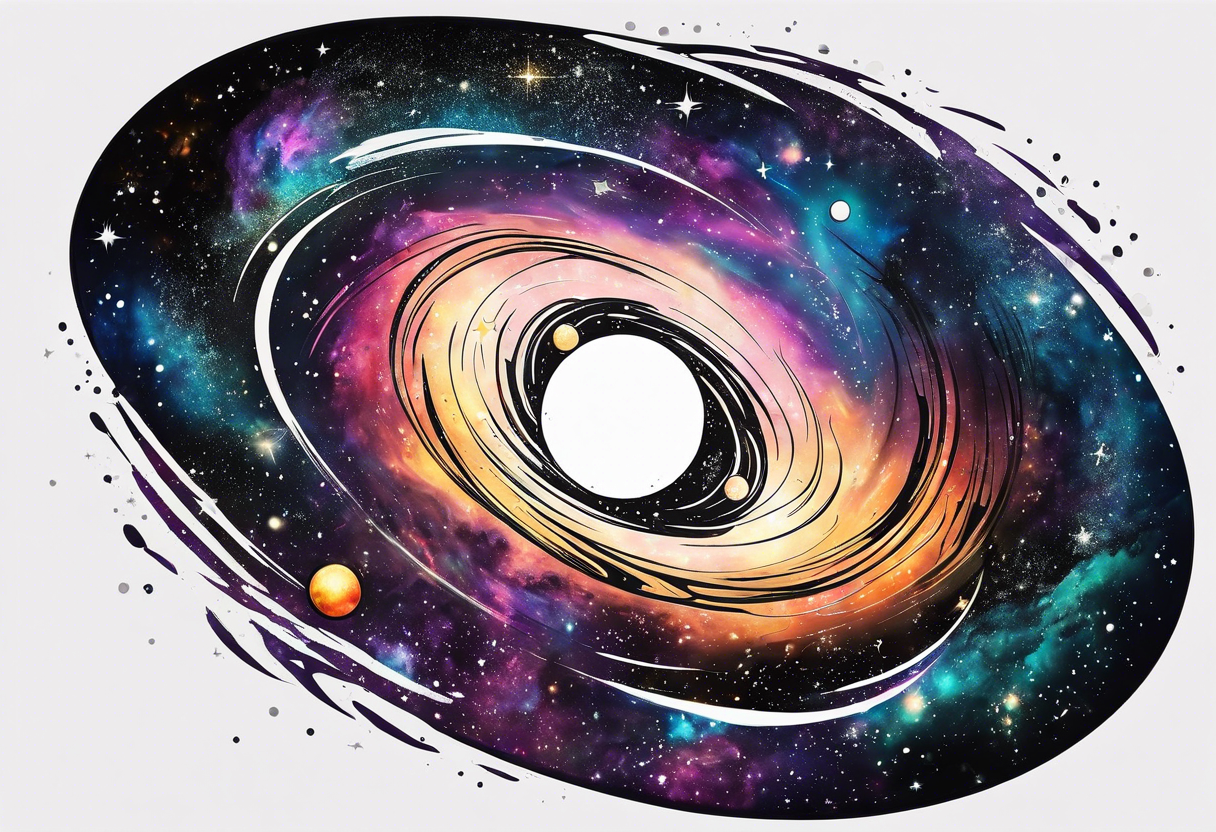 Galaxy going into black hole tattoo idea