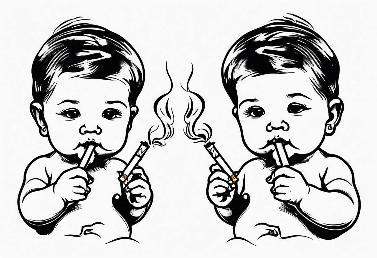 baby who smoke cigarettes tattoo idea