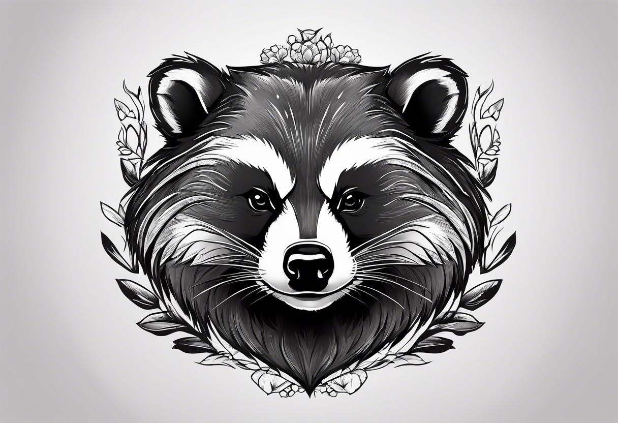 aggressive and killer badger/wolverine with cute face and some quotes tattoo idea