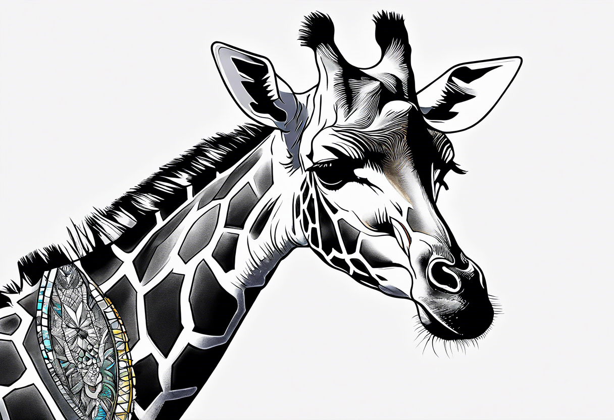 a psychedelic giraffe tattoo idea