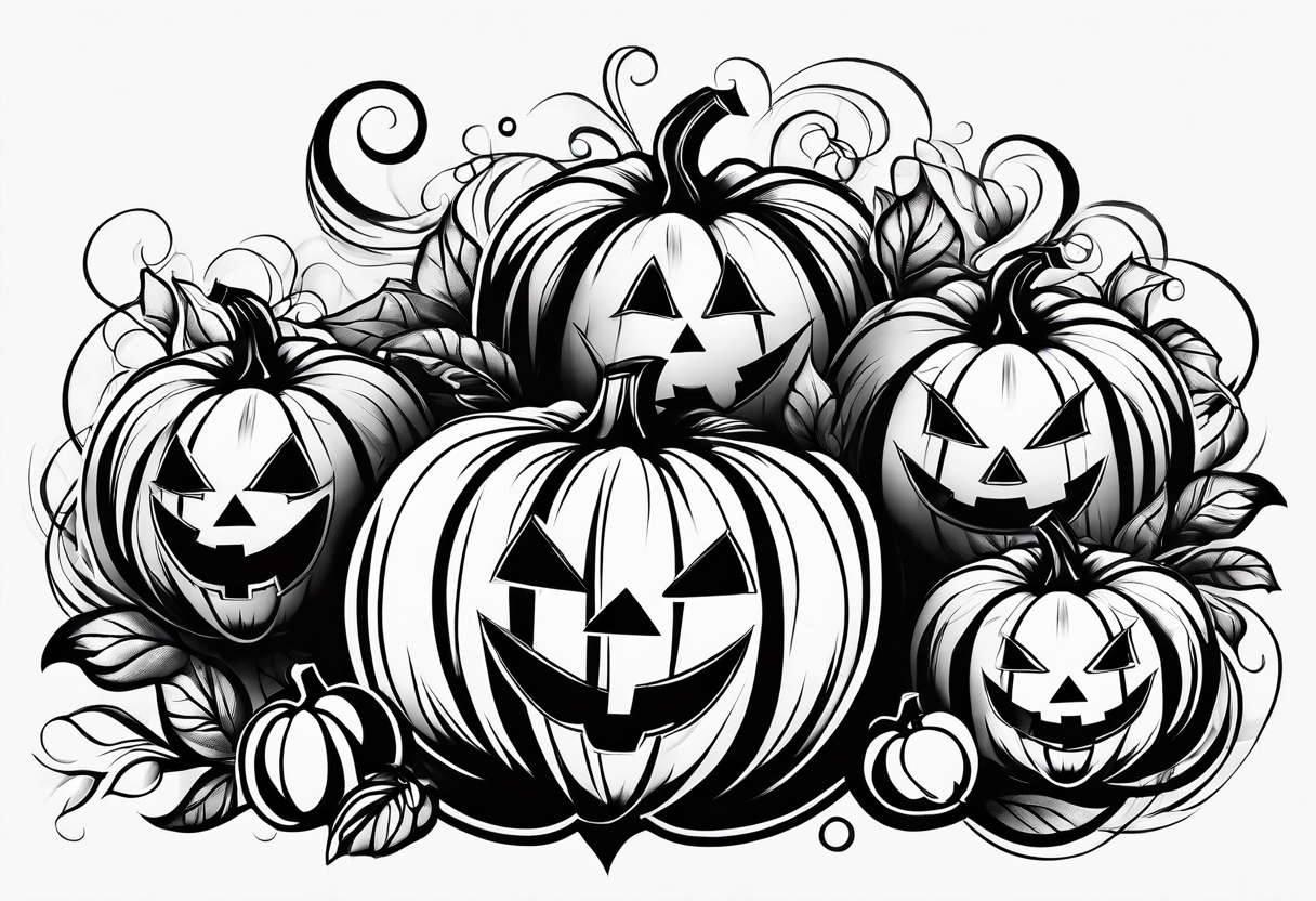 scary pumpkins modern tattoo idea