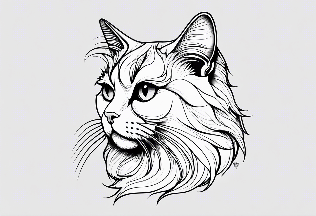 simple very side profile persian cat tattoo idea