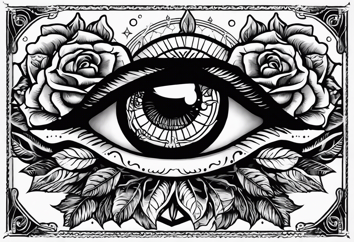 Occult eye tarot card rose tattoo idea