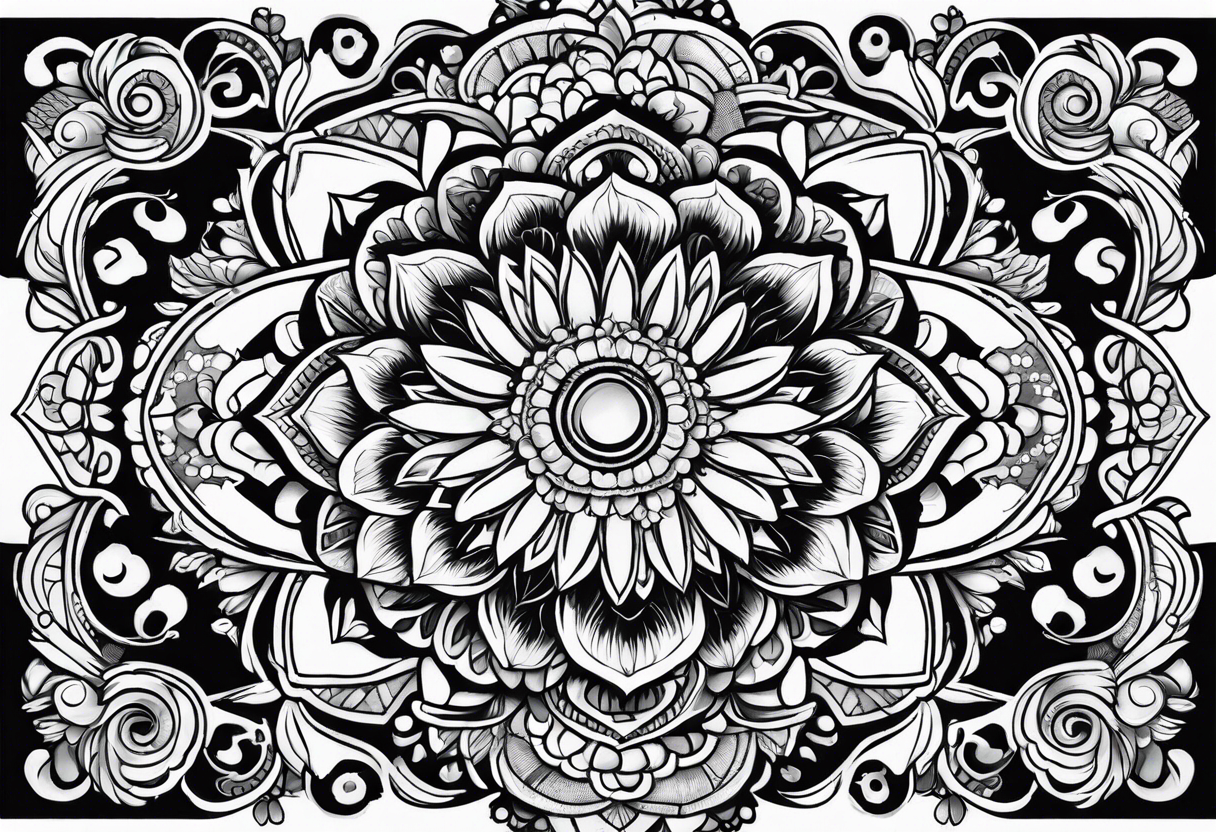 flower mandela hip piece tattoo idea