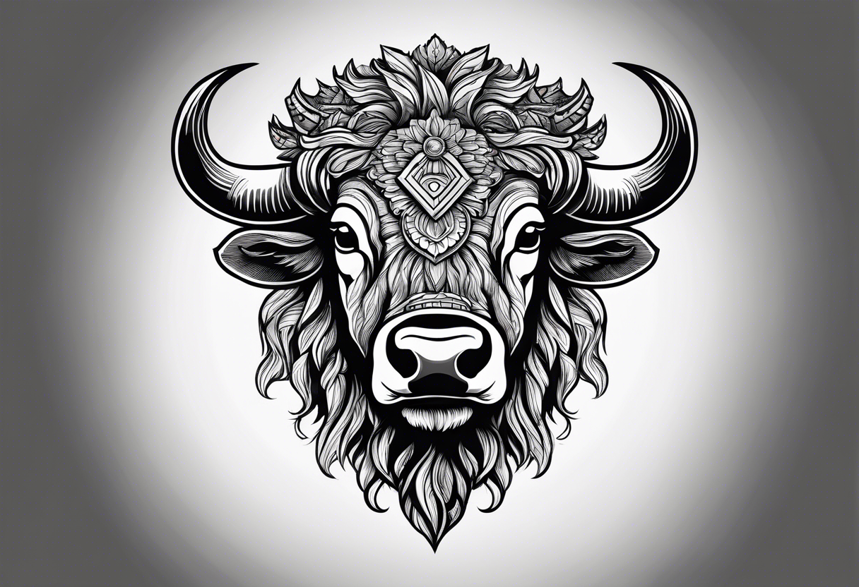 Bison head outline tattoo idea