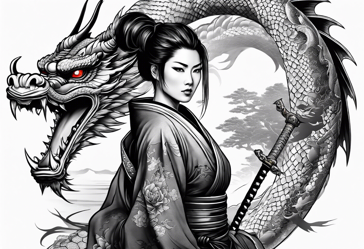 woman samurai with a dragon tattoo idea