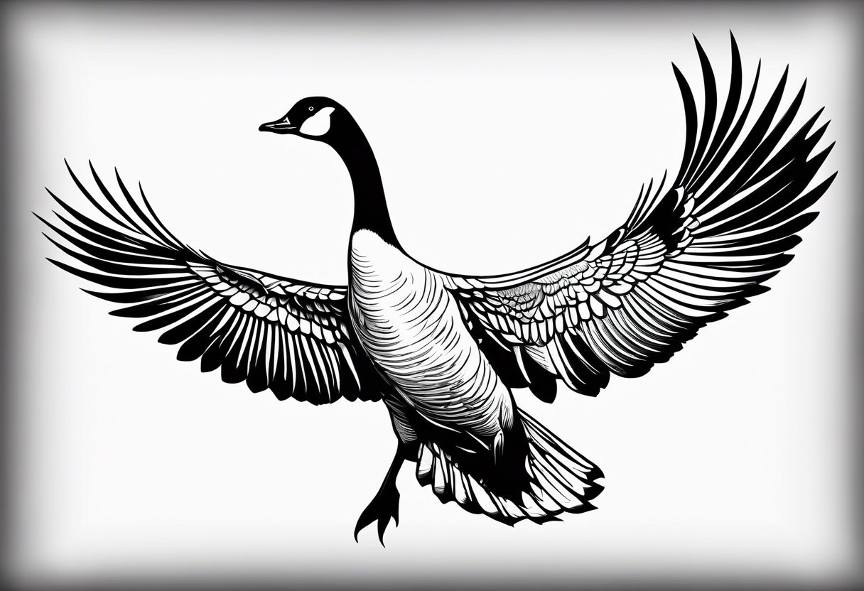 canadian goose stretching her wings tattoo idea