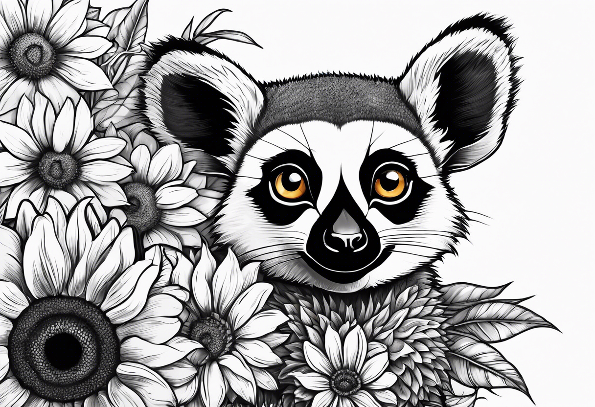 Lemur and sunflower tattoo idea