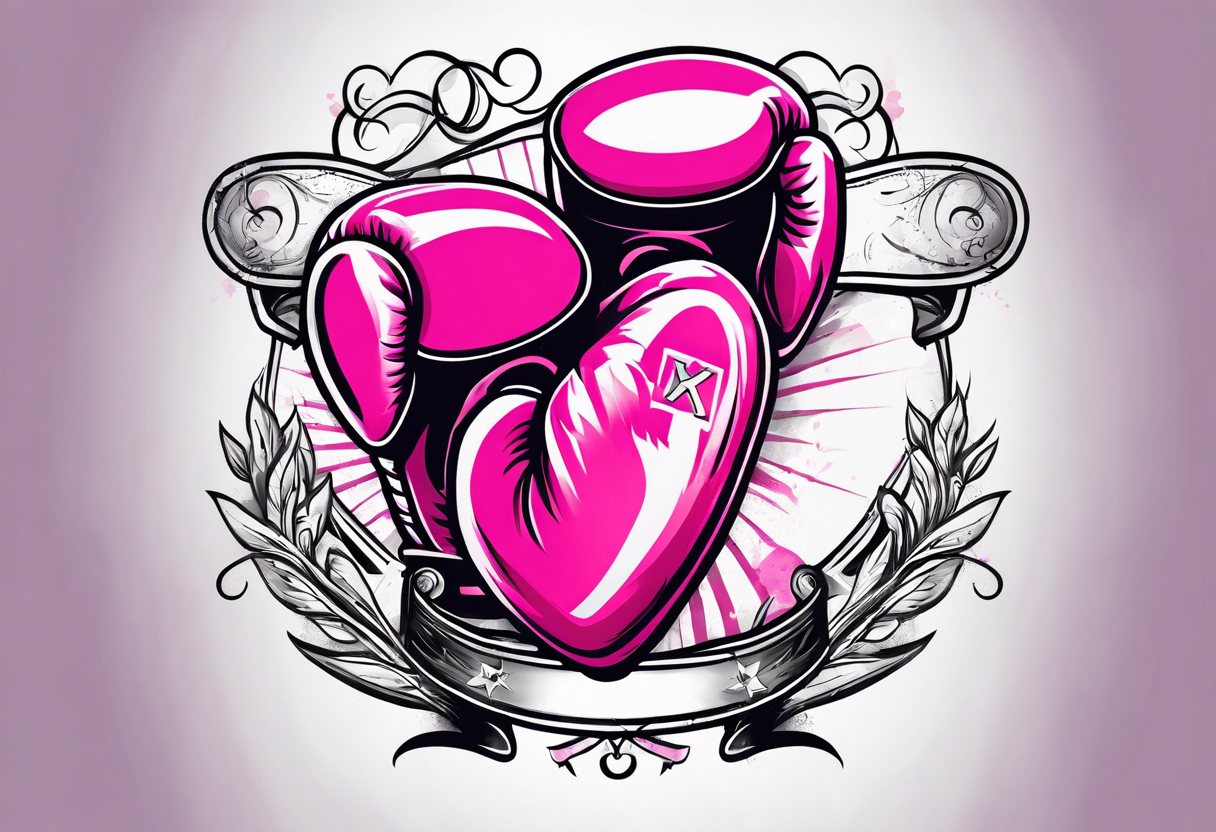 Breast cancer symbol with pink boxing gloves tattoo idea