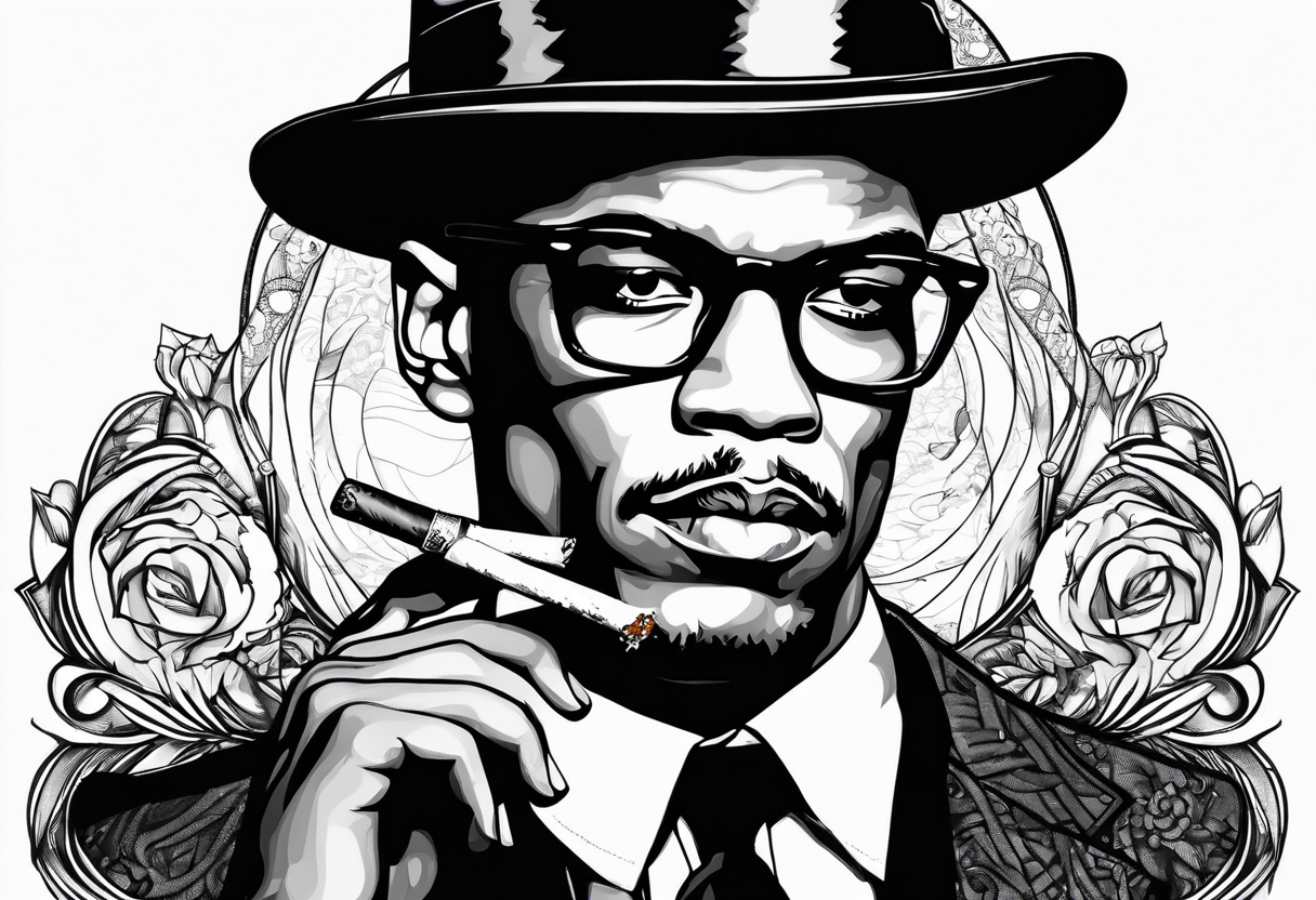 Malcolm X smoking cigarette tattoo idea