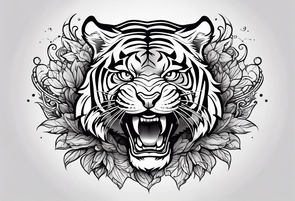 tiger smiling leaping tattoo idea