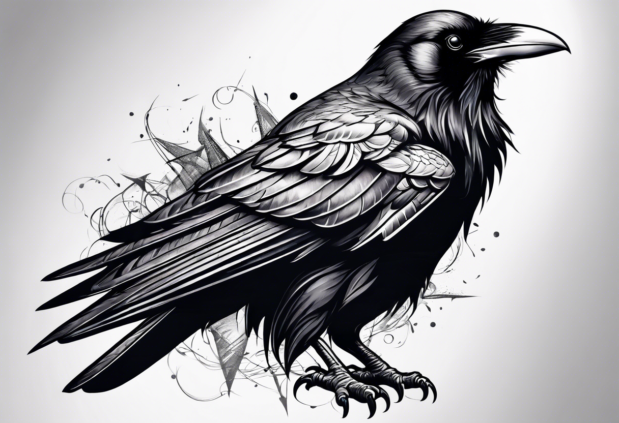 raven attacking 
roman numeral seven
Omnia Urunt tattoo idea