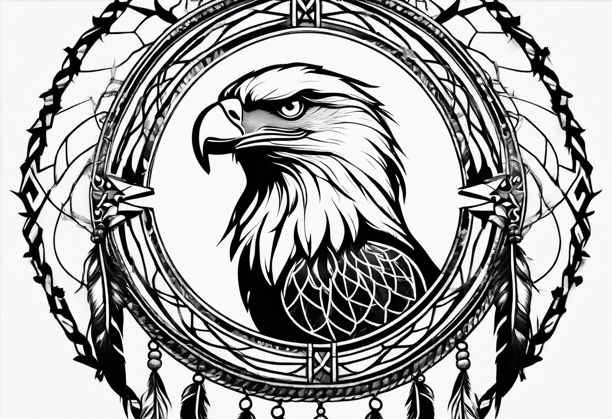 dreamcatcher eagle feathers tattoo idea