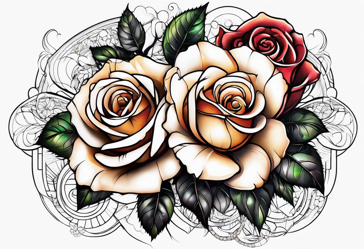 Blend roses and digital circuitry for an arm sleeve tattoo idea