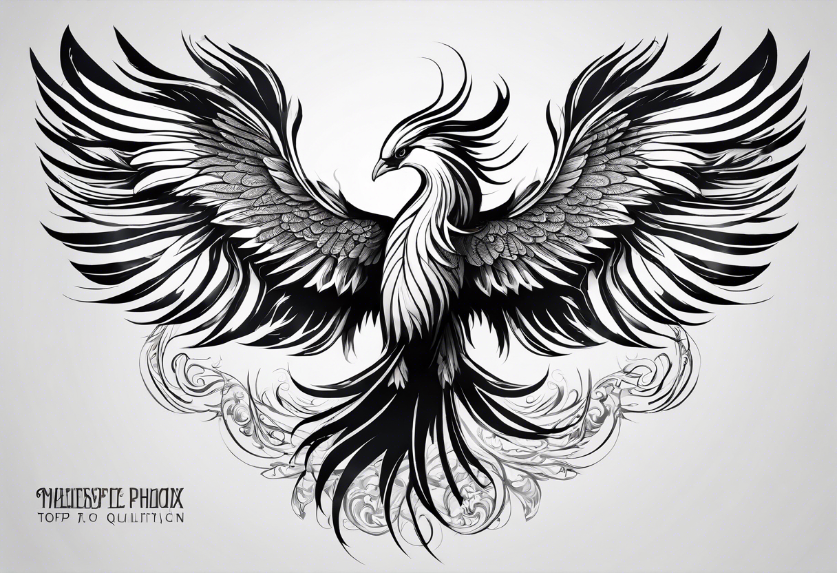 phoenix ilustration black and white