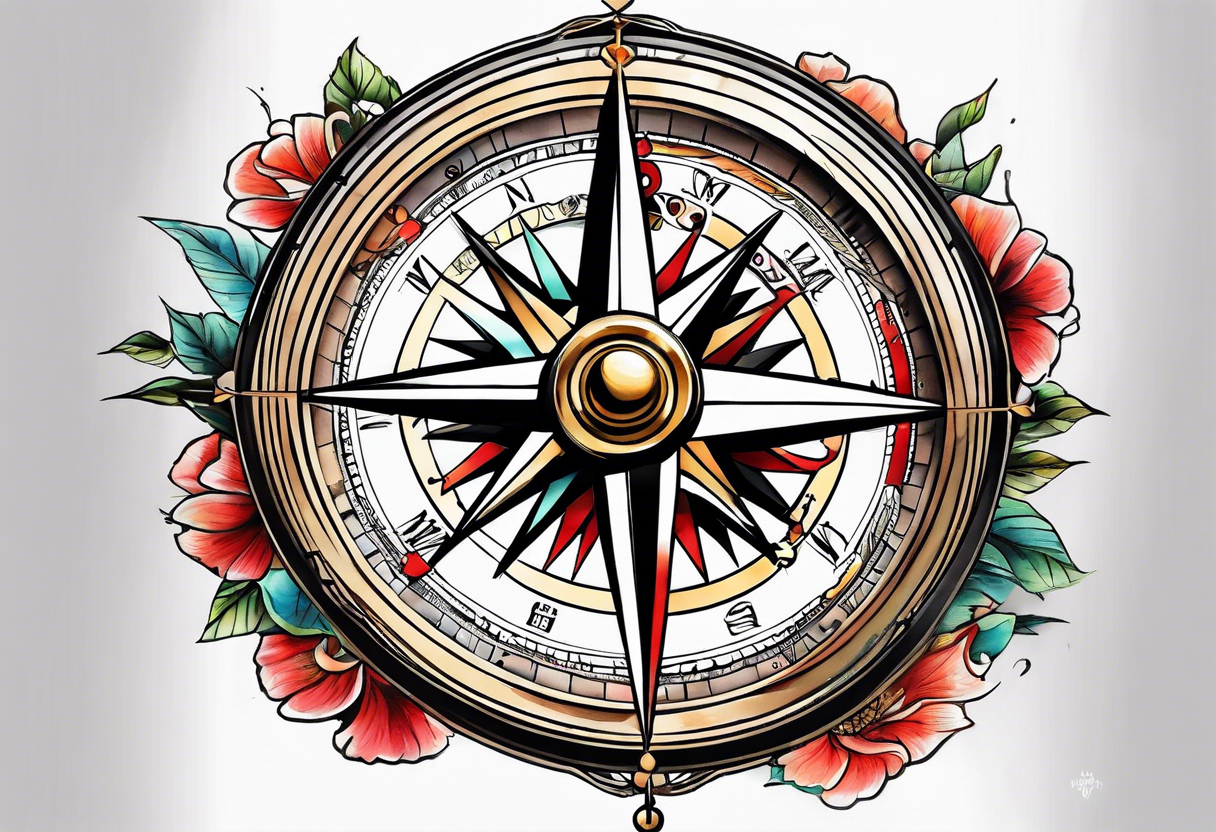 I want a compass combine with Mugiwara Luffy tattoo idea