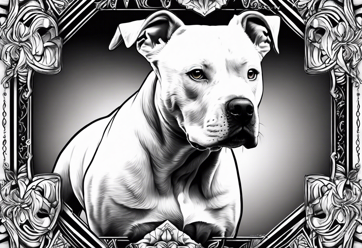 white pitbull pointed ears pretty tattoo idea