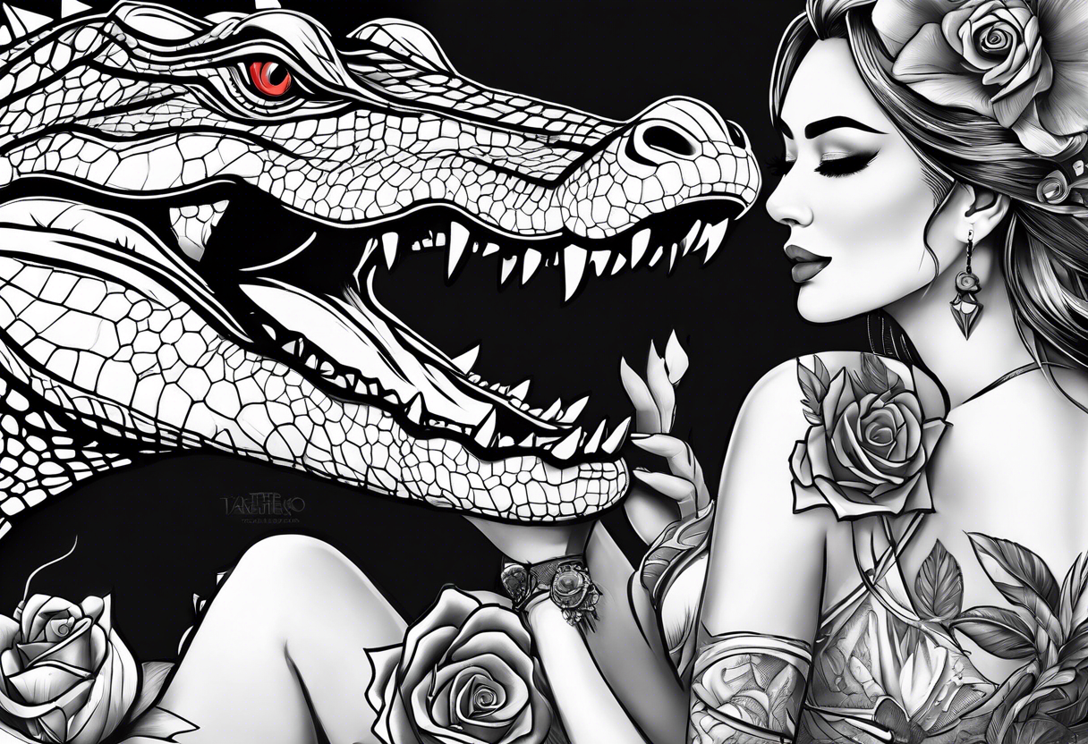 Alligator eating a woman tattoo idea
