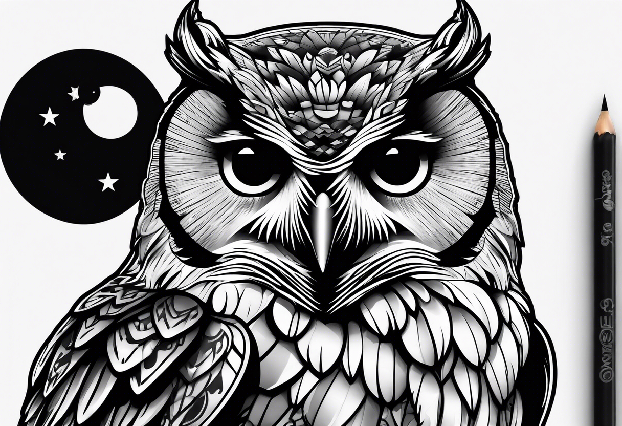 Owl with dog tags tattoo idea