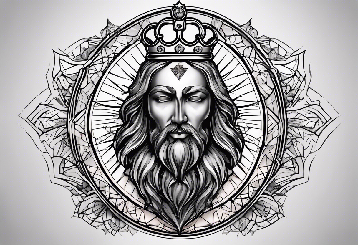 sacred heart with 3 swords instead of a cross. In front of a seraphim. tattoo idea