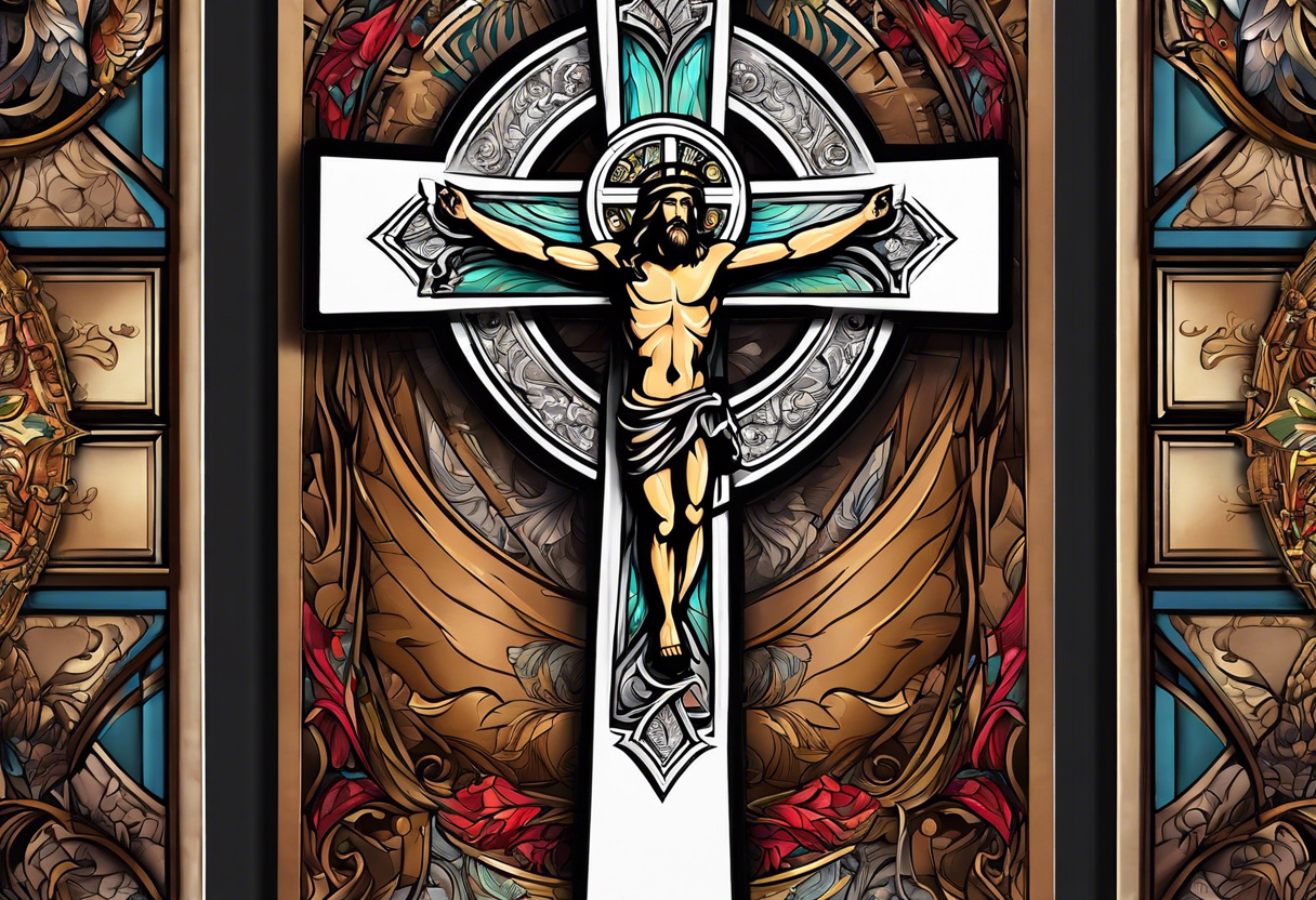 wooden cross of Christ tattoo idea