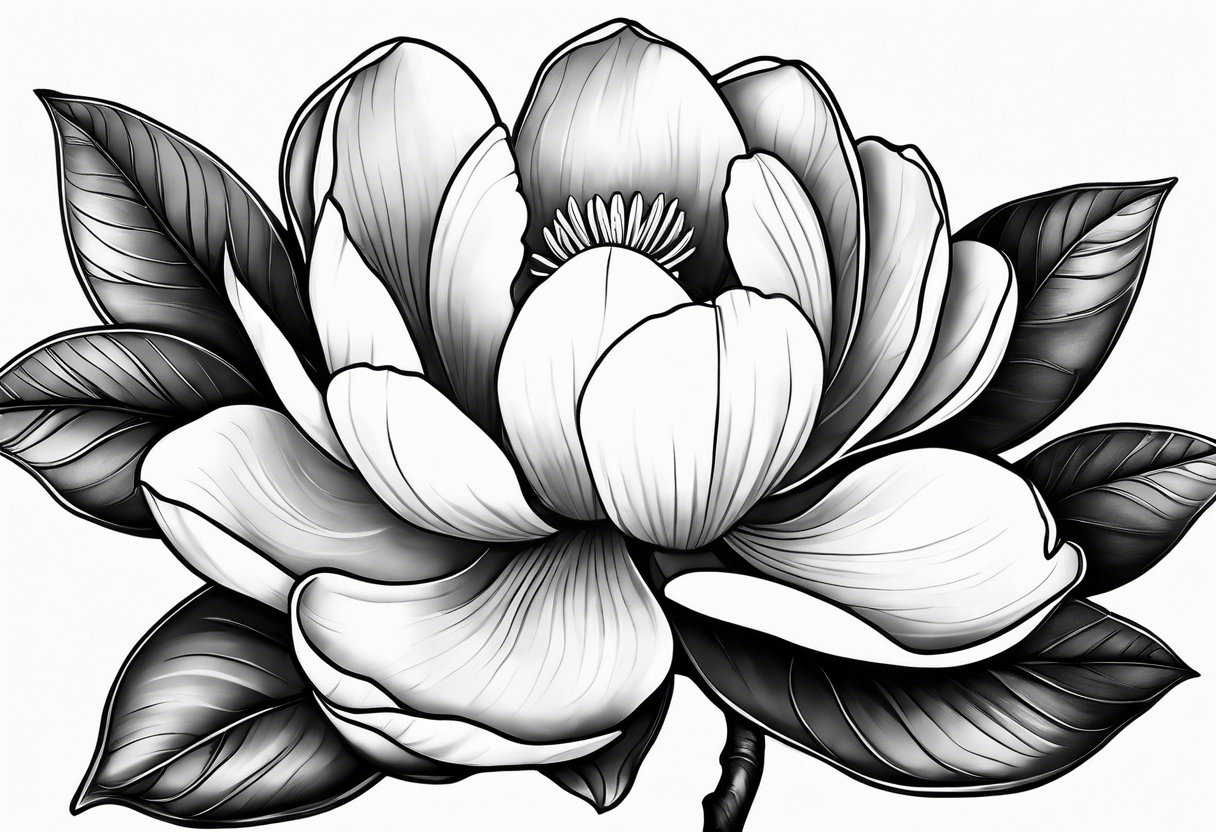 magnolia sketch drawing tattoo idea