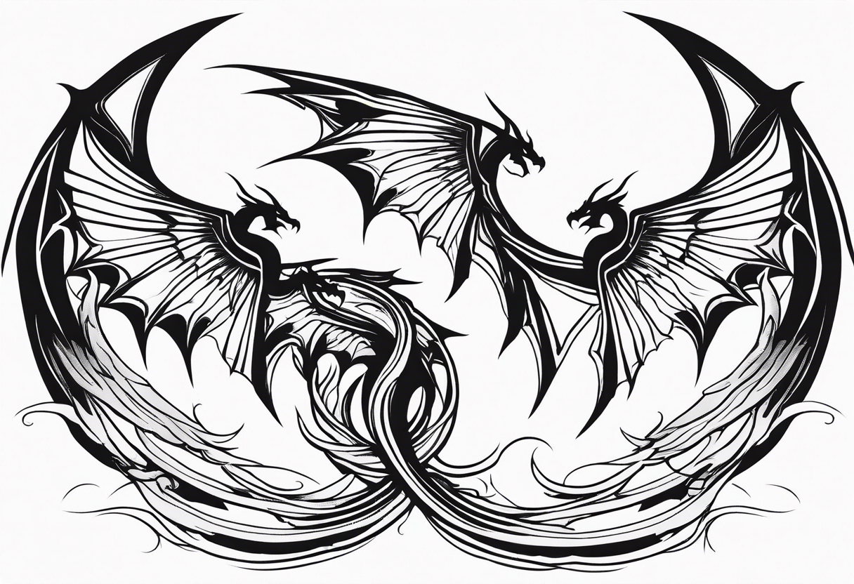 Dragon wings spread Phoenix

3 small dragons perched tattoo idea