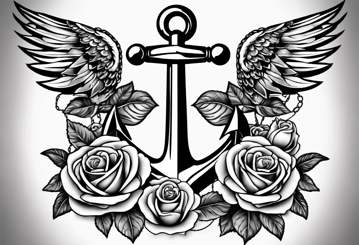 Dotwork Anchor Flower Rose Tattoo Design - Graphic Black Lotus Tattoos  Designs