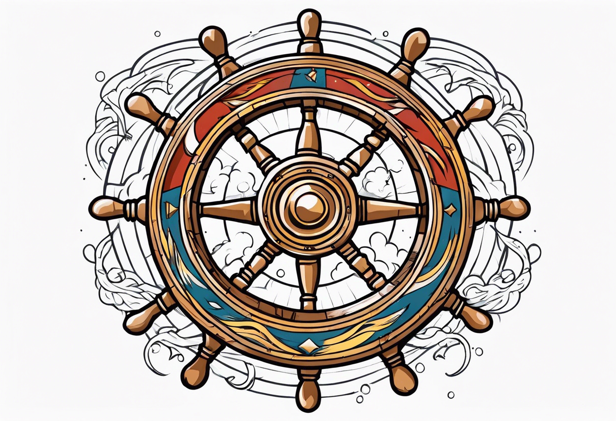 Nautical ships wheel in storm tattoo idea