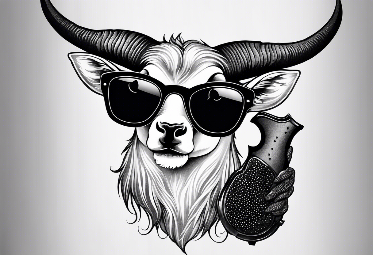 capricorn with sunglasses and shotgun tattoo idea