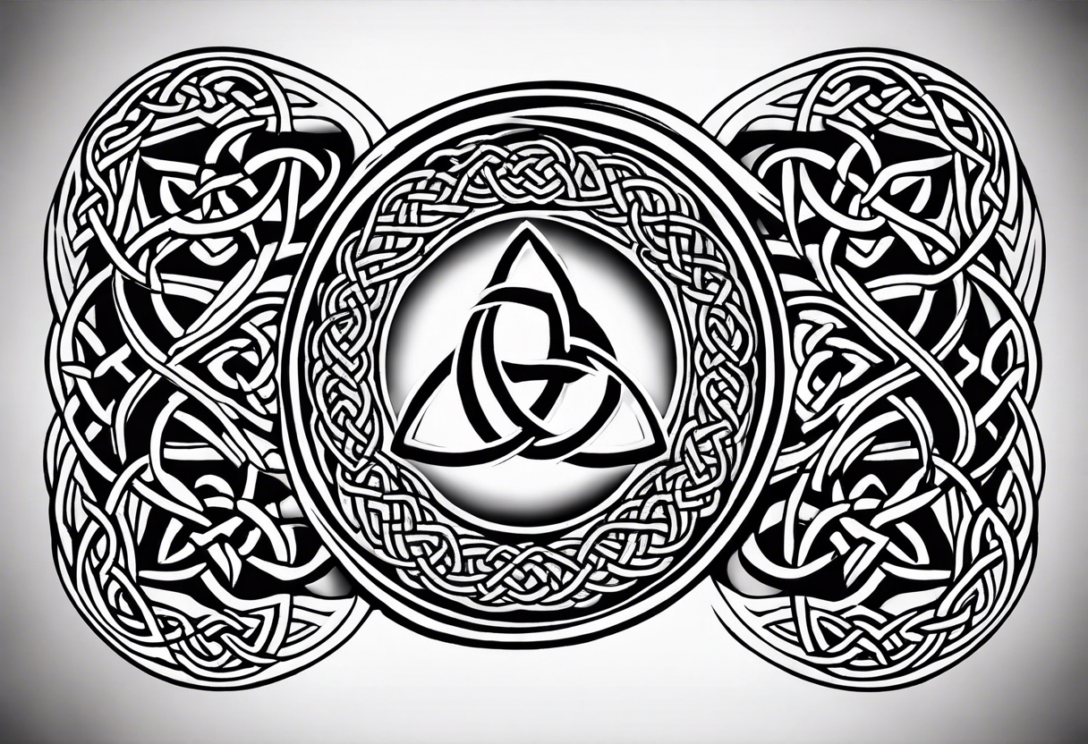 celtic knotwork with triquetra long tattoo idea