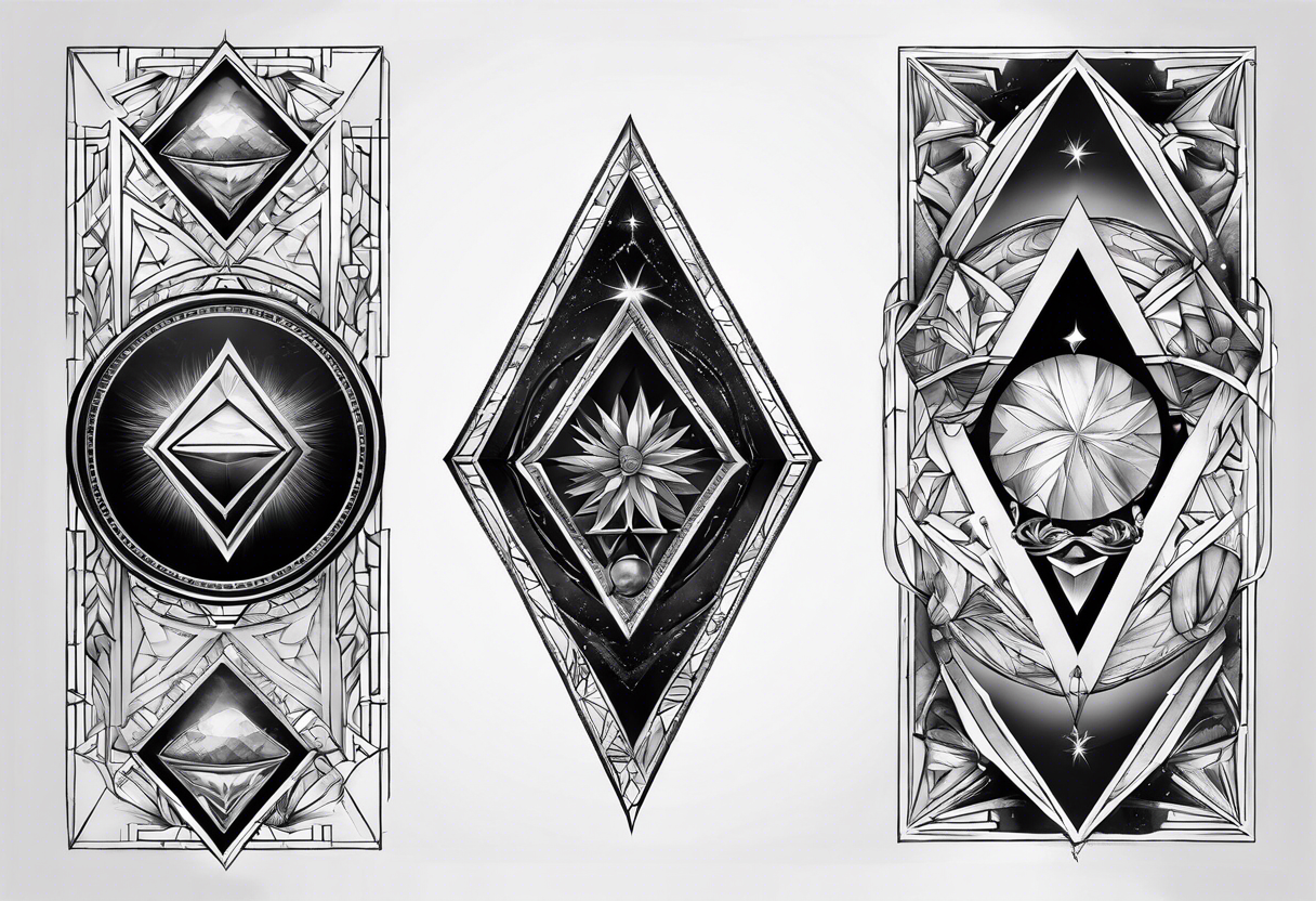 multiple triangle portals to fantasy world, forearm tattoo tattoo idea