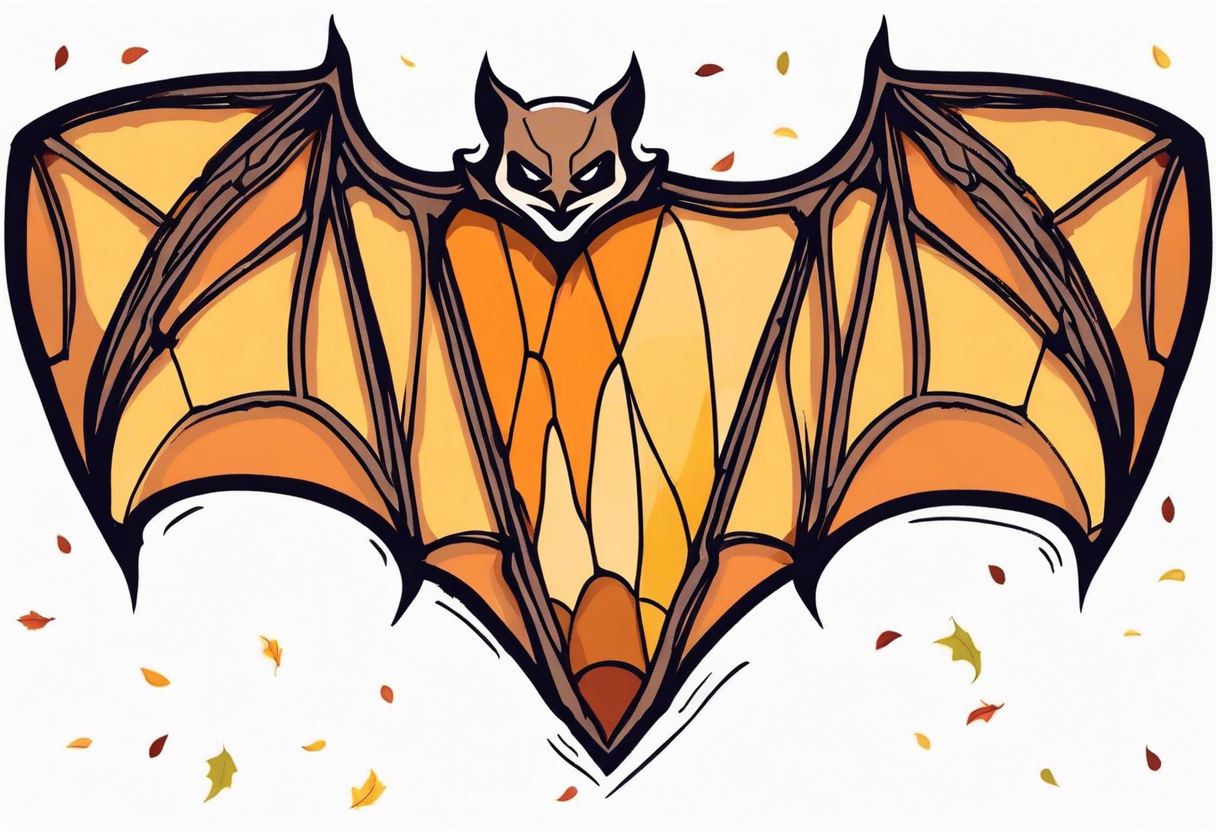 Bat face Knee tattoo in fall colors tattoo idea