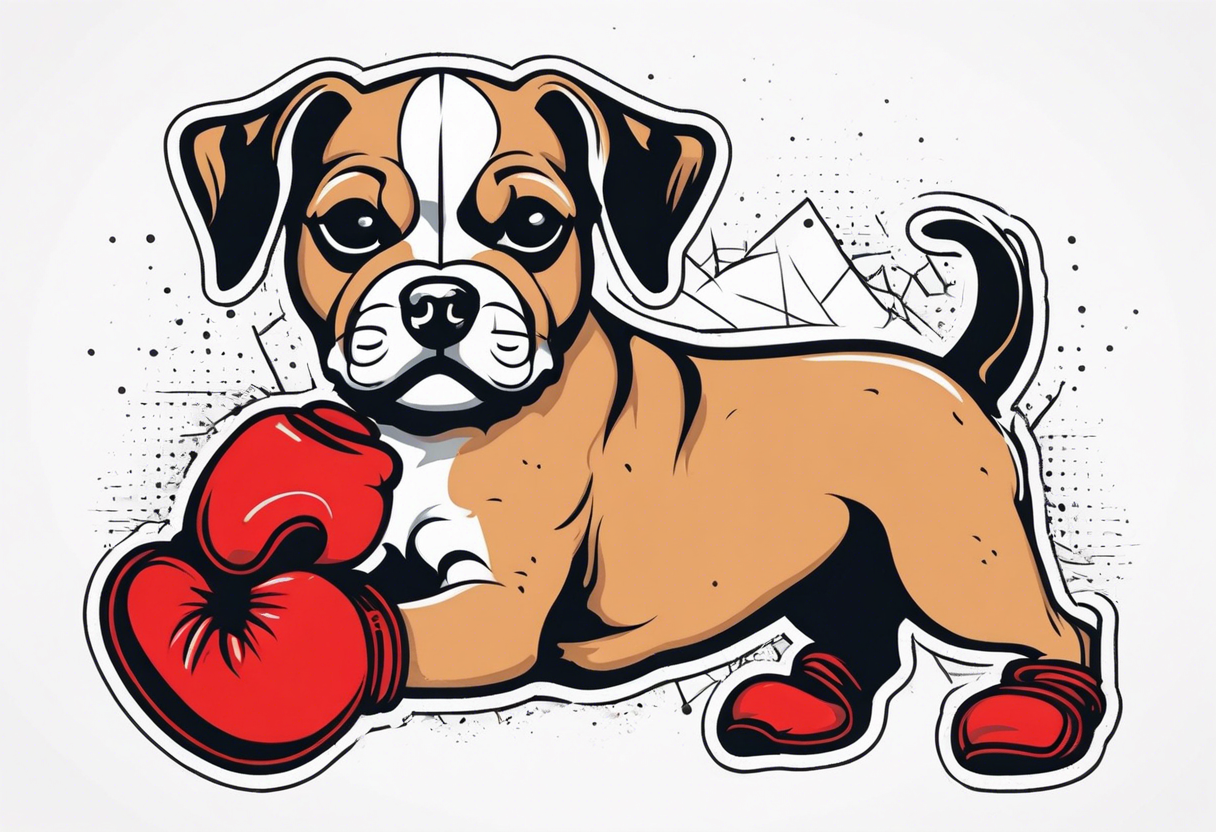 Dog wearing boxing gloves tattoo idea