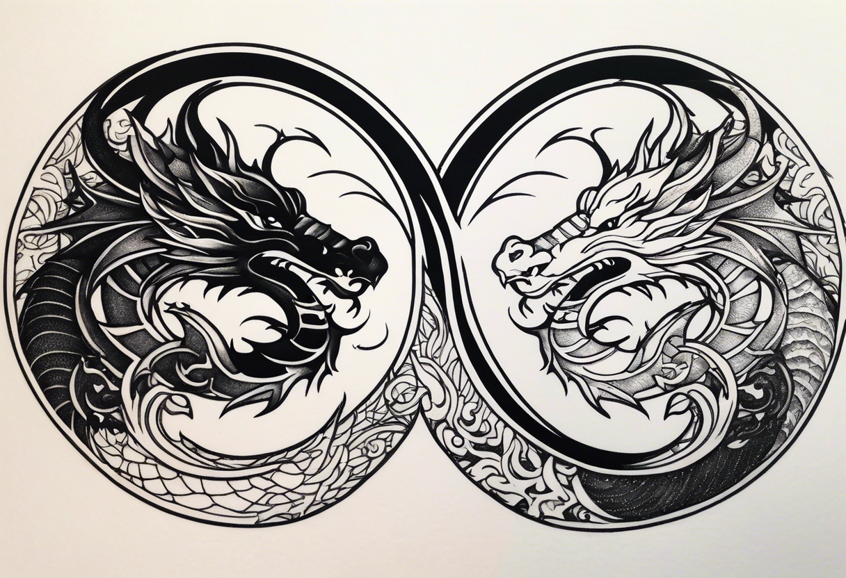 dragons in a yin and yang shape tattoo idea